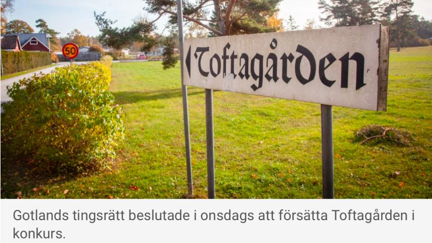 Toftagården konkurs